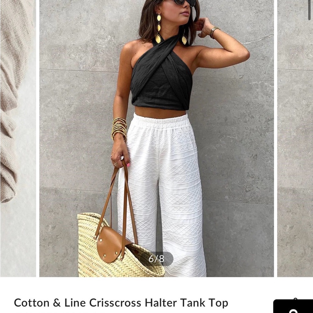 Commense Black Crisscross Halter Crop Top